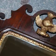 Antique Chippendale Wall Mirror in Gilded Wood with Phoenix, 1760s