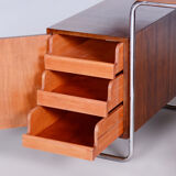 Restored Bauhaus Beech Writing Desk, Hynek Gottwald, Chrome, Czechia, 1930s