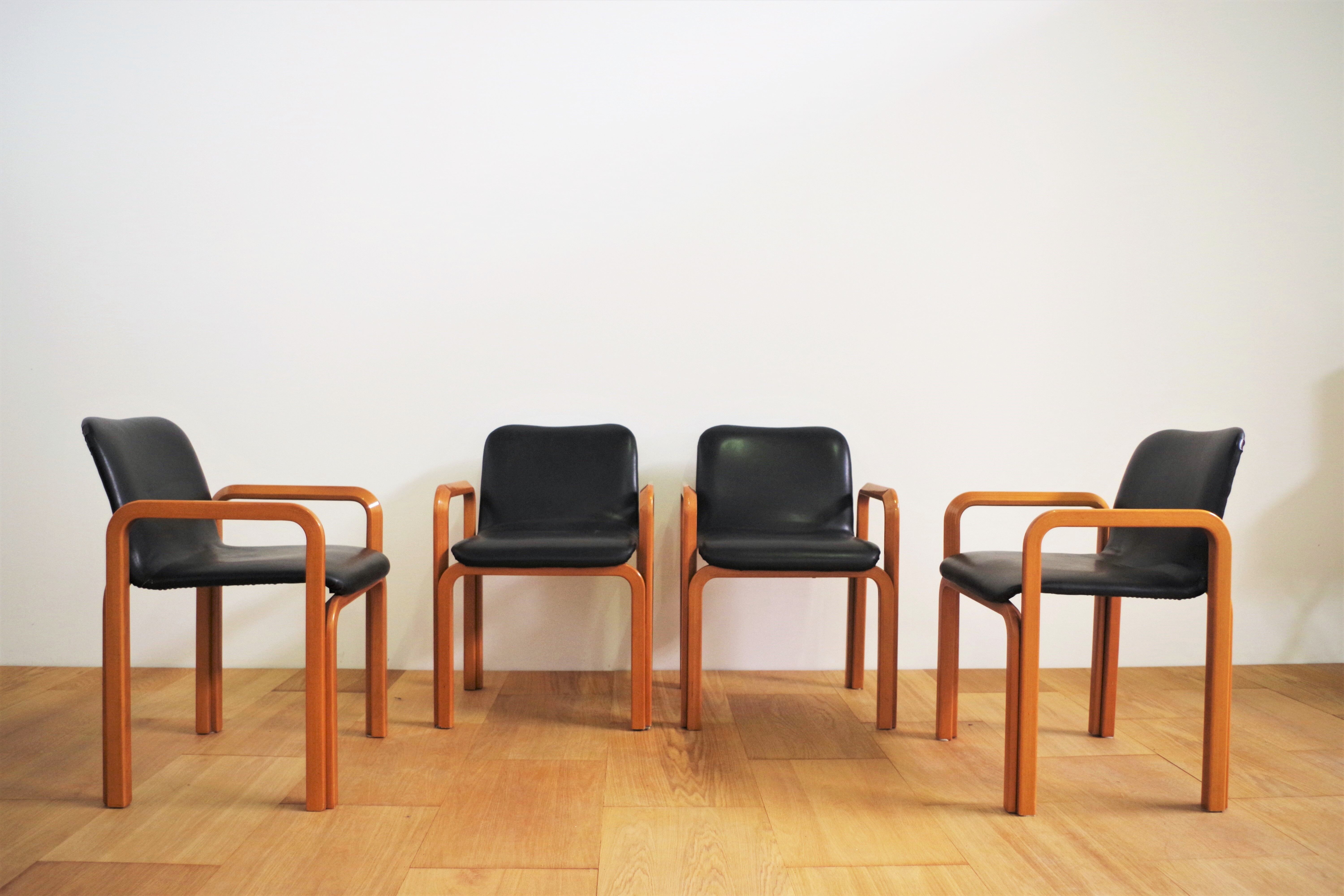 Chairs by pillini furniture, 1970s, set of 4