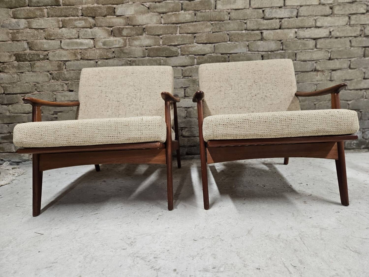 Pair of Scandinavian Danish teak armchairs 1960