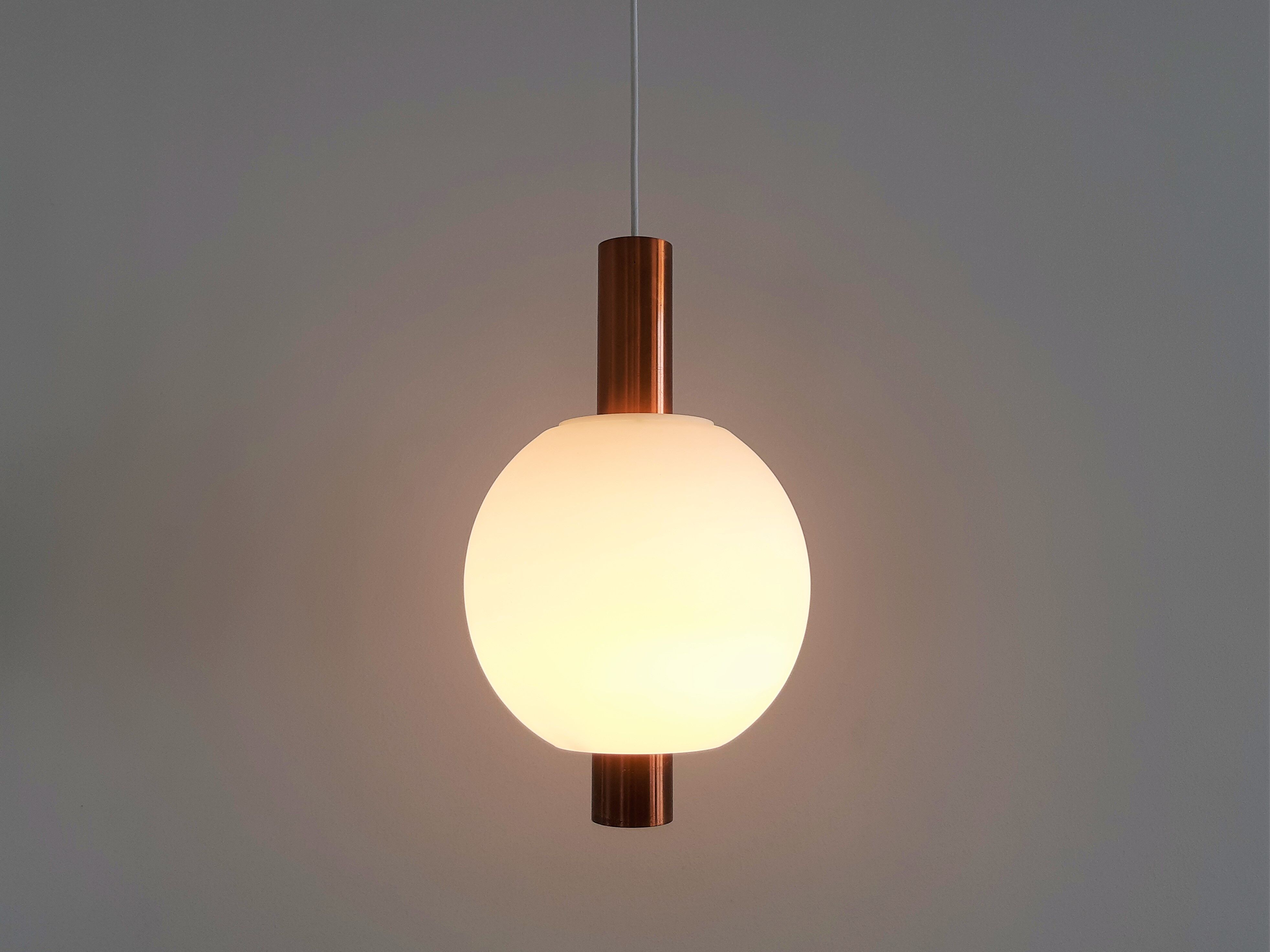 Copper and Glass Pendant Lamps from Hiemstra Evolux, 1960s, Set of 2