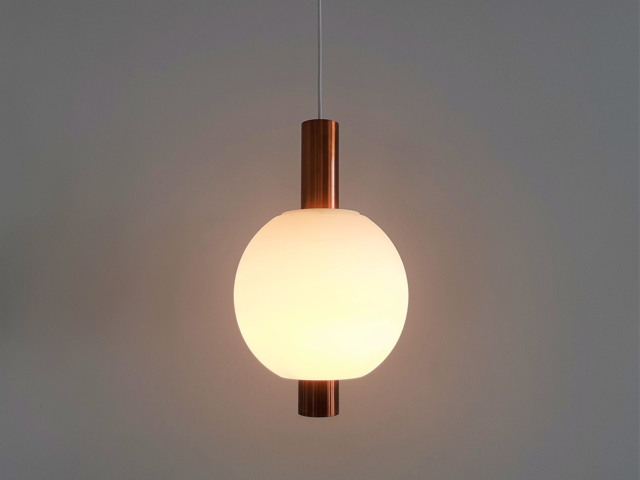 Copper and Glass Pendant Lamps from Hiemstra Evolux, 1960s, Set of 2