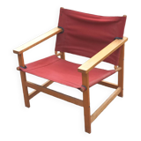 Safari armchair in beech and cotton canvas