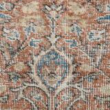Tapis Persan Ancien – Fait Main Vintage à Médaillon, Tons Bleu et Brique