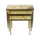 Set of 3 Nesting Tables Onyx Marble Copper Frame 1950s France