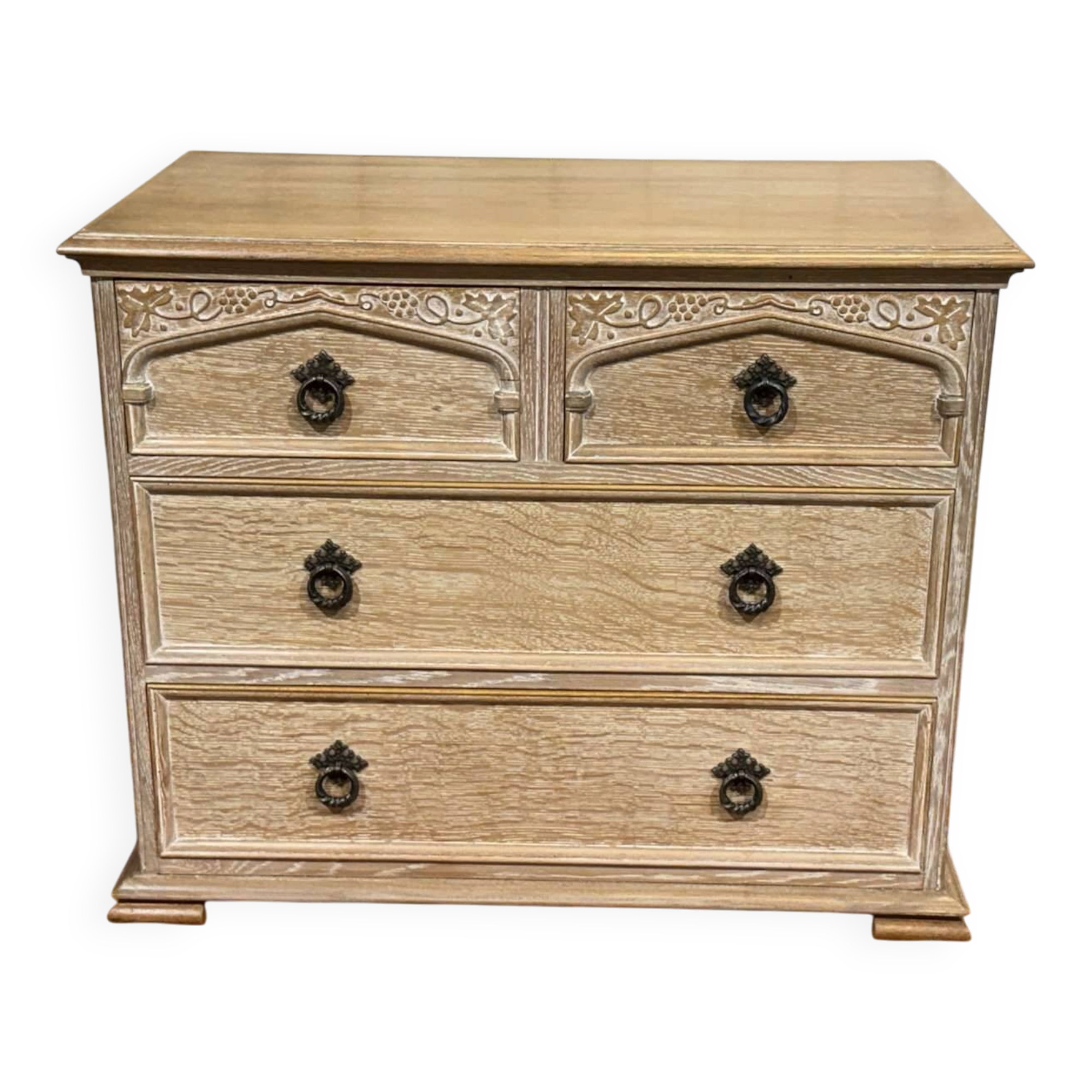 English commode in cerused oak from the 1950s.