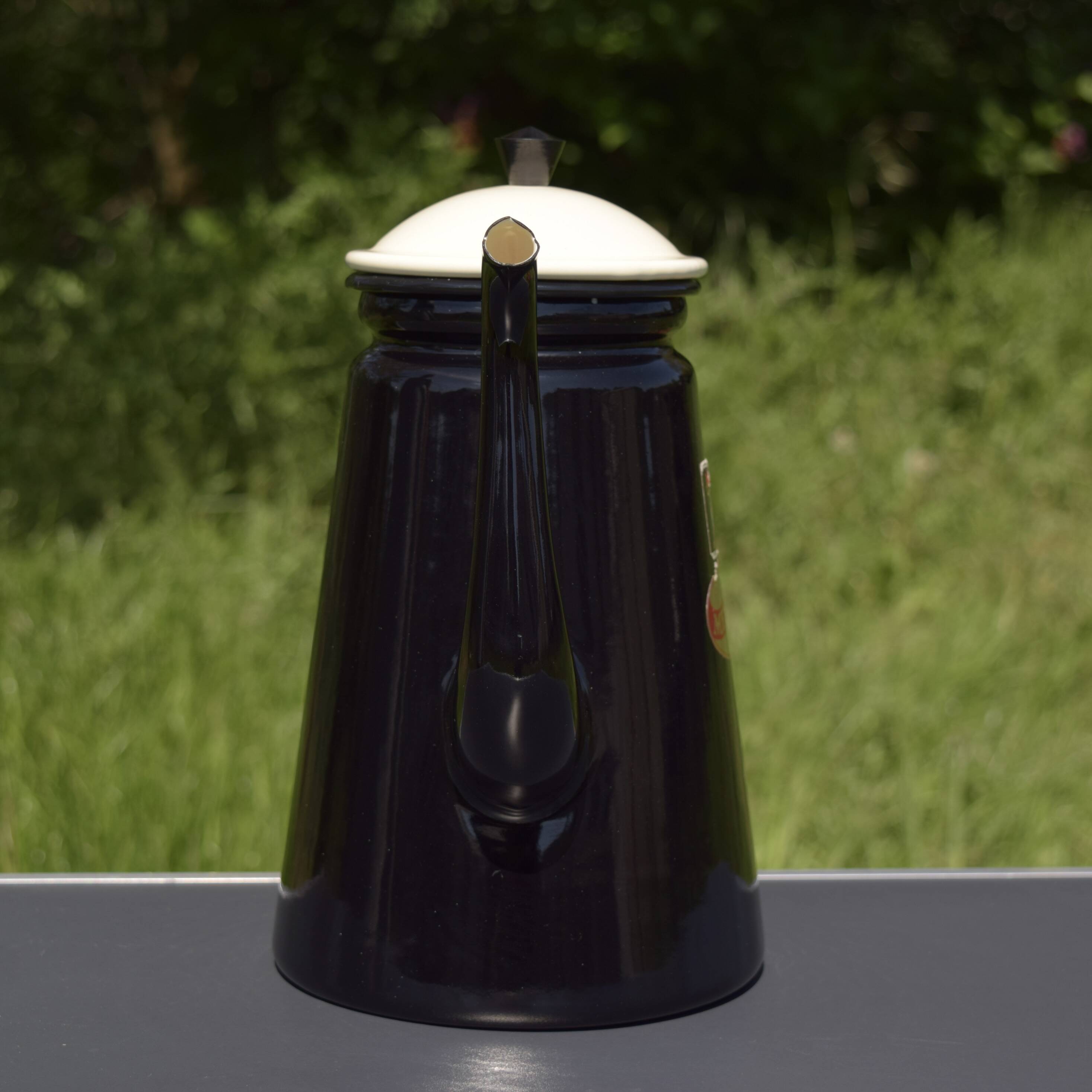 Old Menelit black enameled sheet metal coffee maker -1970