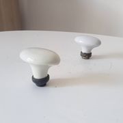 Pair of antique oval door handles in porcelain and brass.