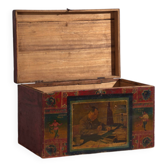 Ancienne malle de rangement chinoise marron (c.1900) #6