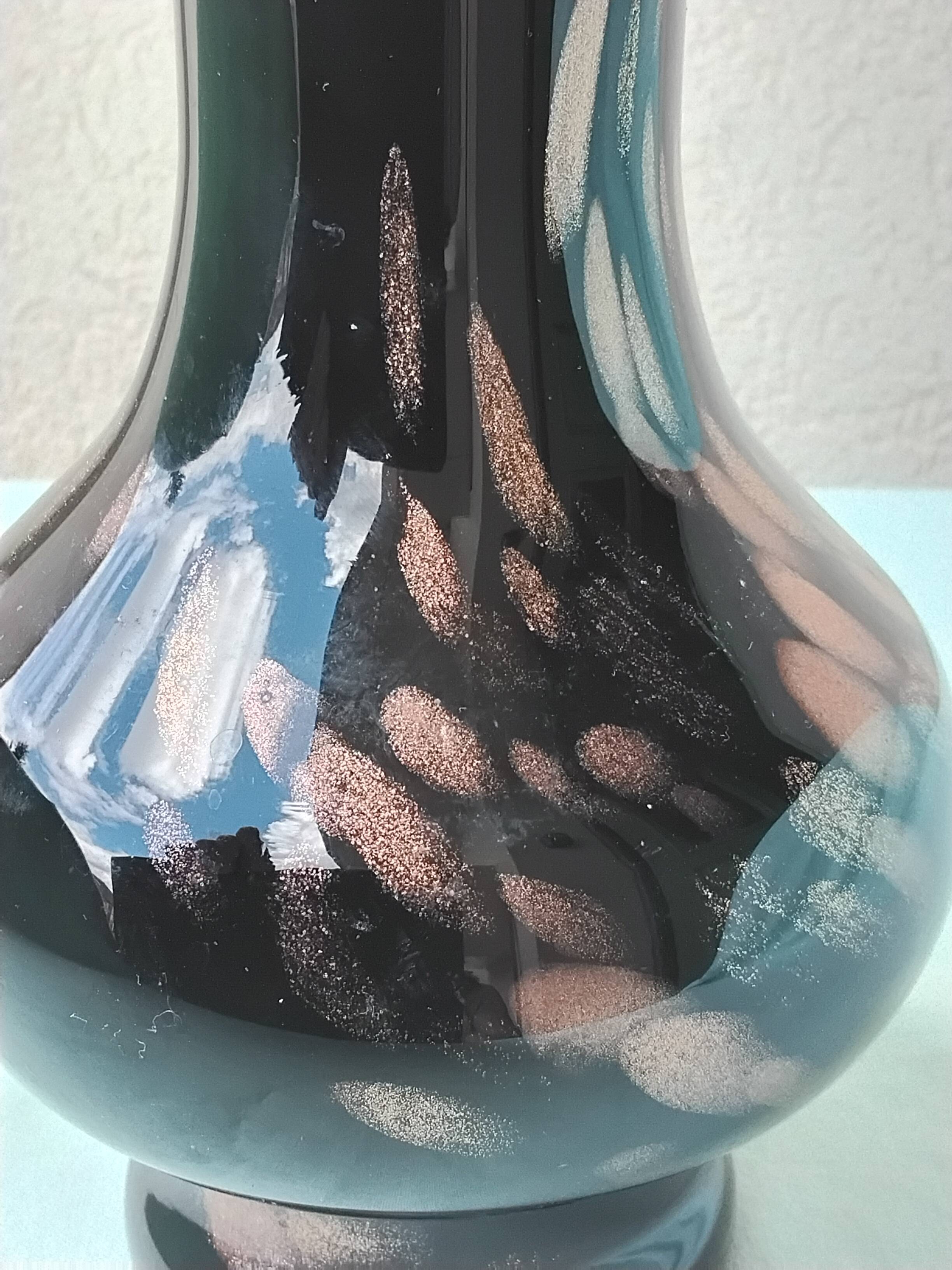 Black glitter glass vase