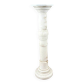 Carved White Marble Column, Mid-20th Century