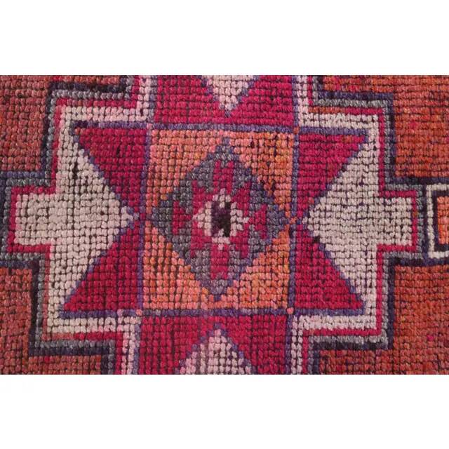Vintage Turkish Oushak Handmade Wool Cotton Red Runner 87x336
