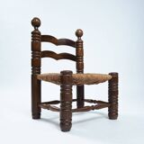 Low woven straw chair in the manner of Charles Dudouyt, 1940s