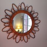 Vintage rattan sun mirror 46cm