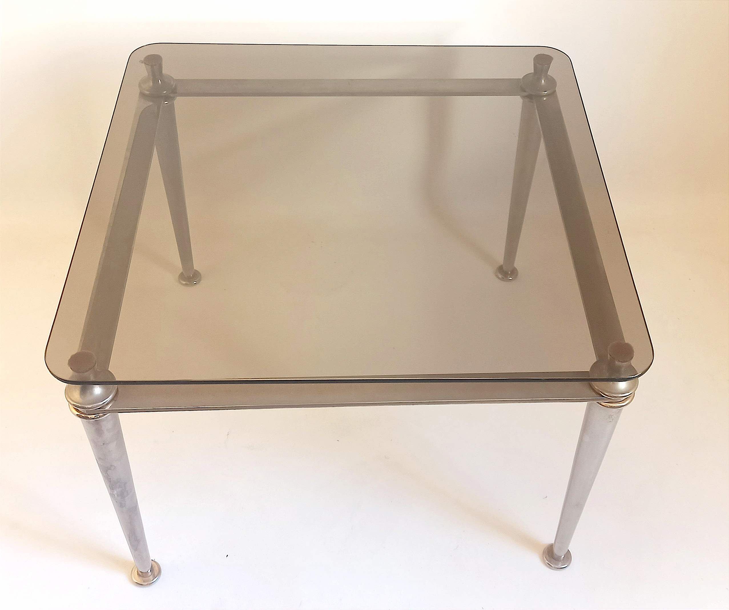 Steel coffee table and tempered glass 70s