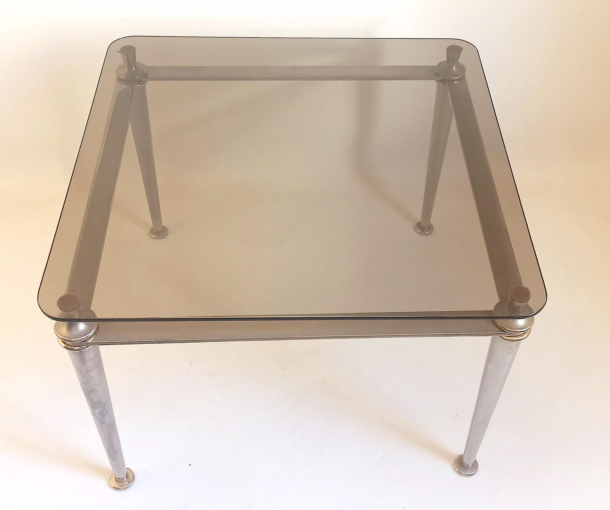 Steel coffee table and tempered glass 70s