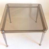 Table basse acier et verre trempé Années 70
