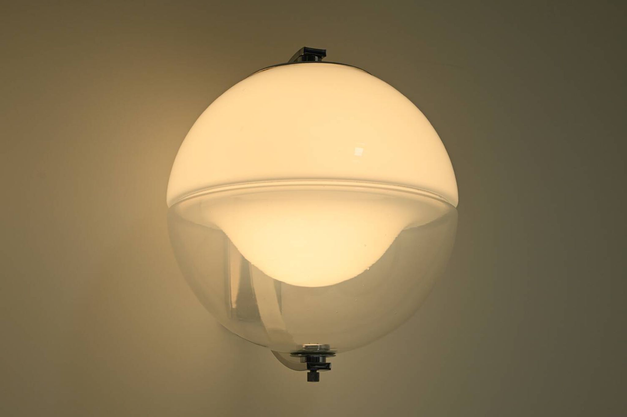 Set of 2 rare large globe wall lamps, 1960s Italy.