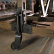 Former wooden factory shelf on metal wheels 1900