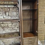 Set 1970 vintage bamboo display case plus shelf