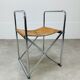 Tabouret pliant cuir et chrome style Bauhaus