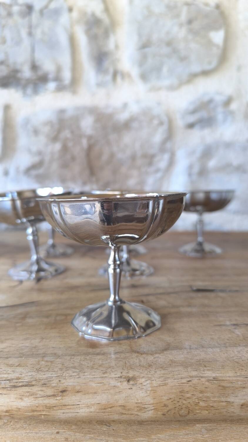 Set of 6 18/10 stainless steel ice cream cups