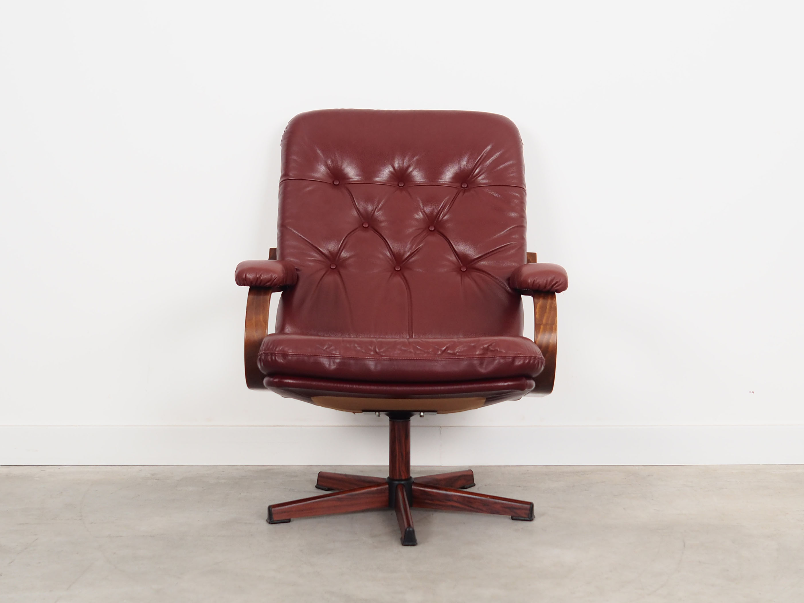 Leather swivel armchair, Danish design, 1970s, made in Denmark
