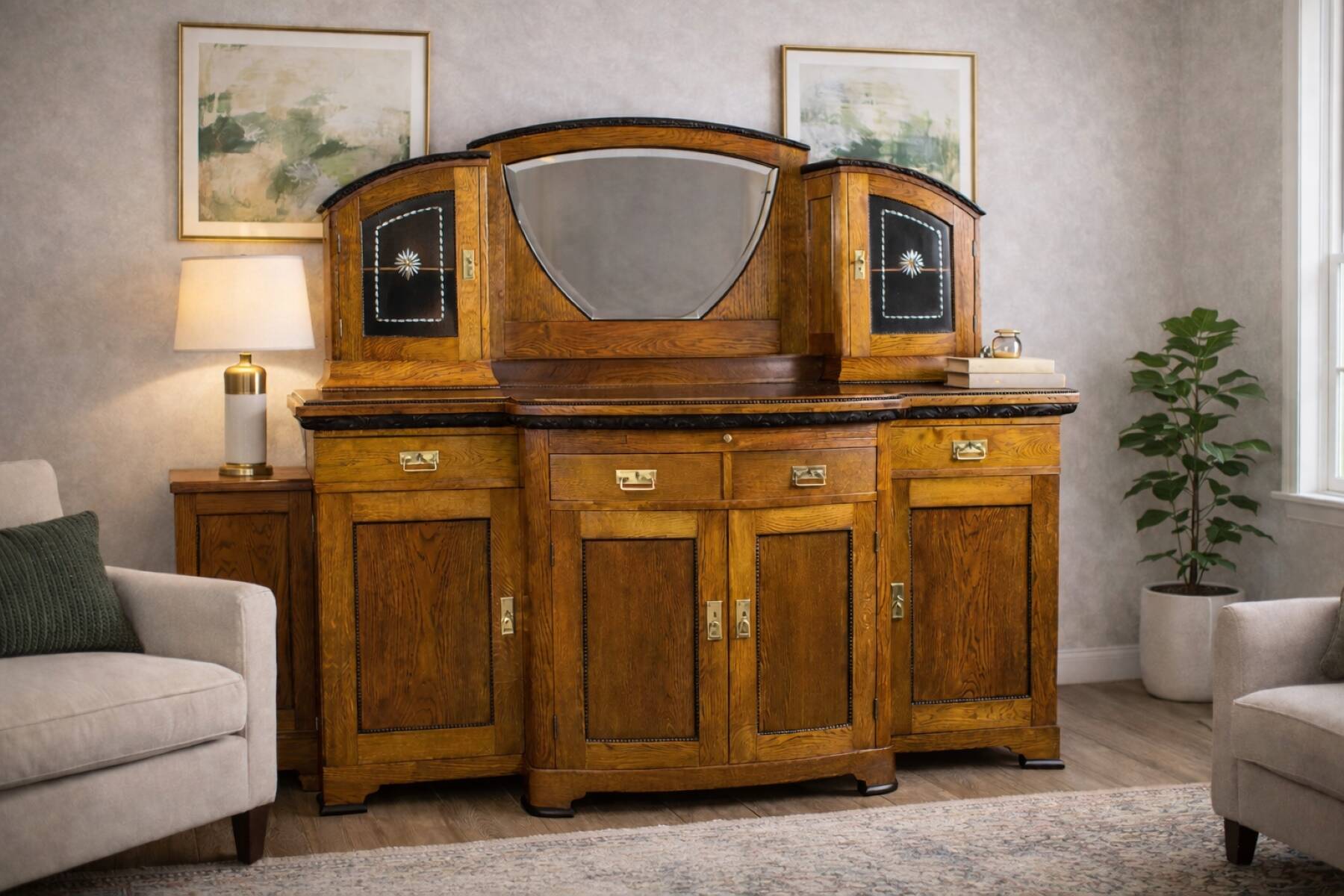 Art Nouveau Sideboard with Oak, 1890s