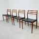 Ensemble de 4 chaises modèle 78 en teck et cuir par Niels O. Møller