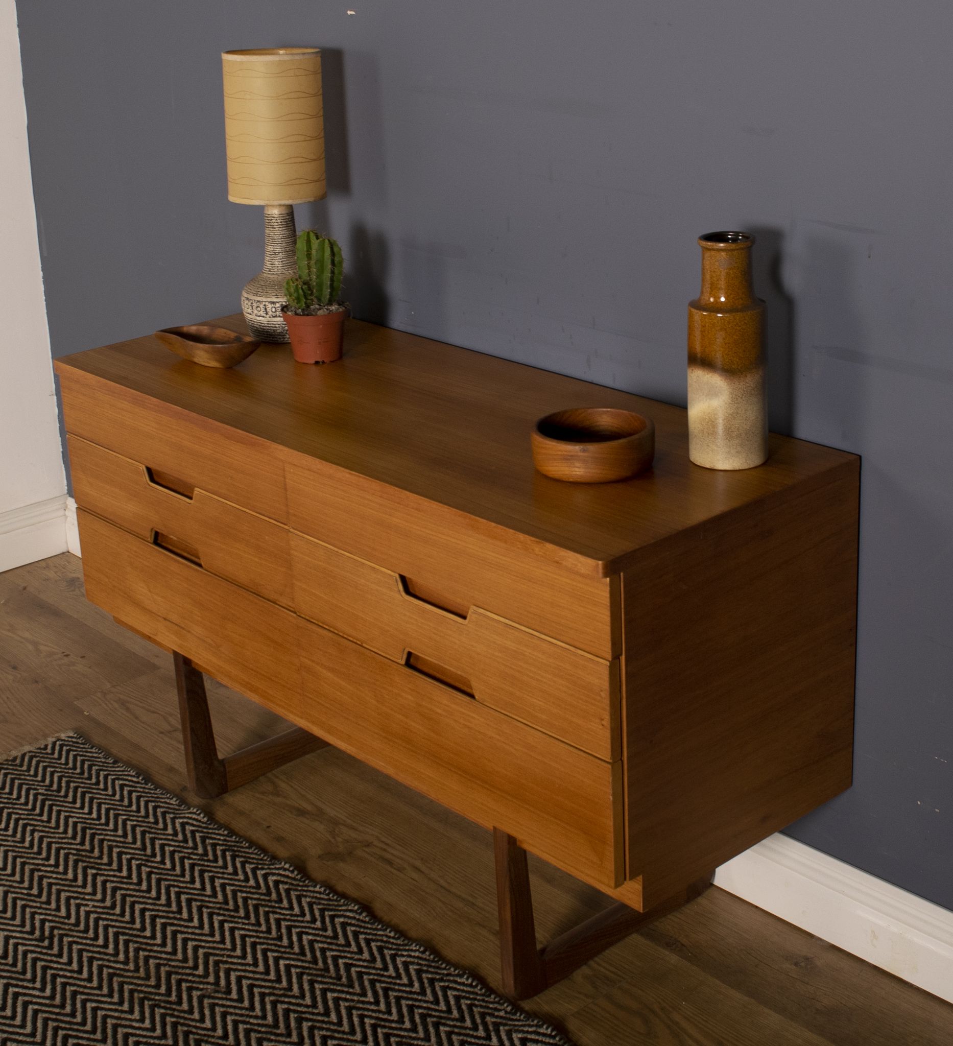 Restored teak retro uniflex 1960s chest of drawers sideboard q range by gunther hoffstead
