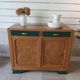 Buffet in elm burl, restyled in green and wood