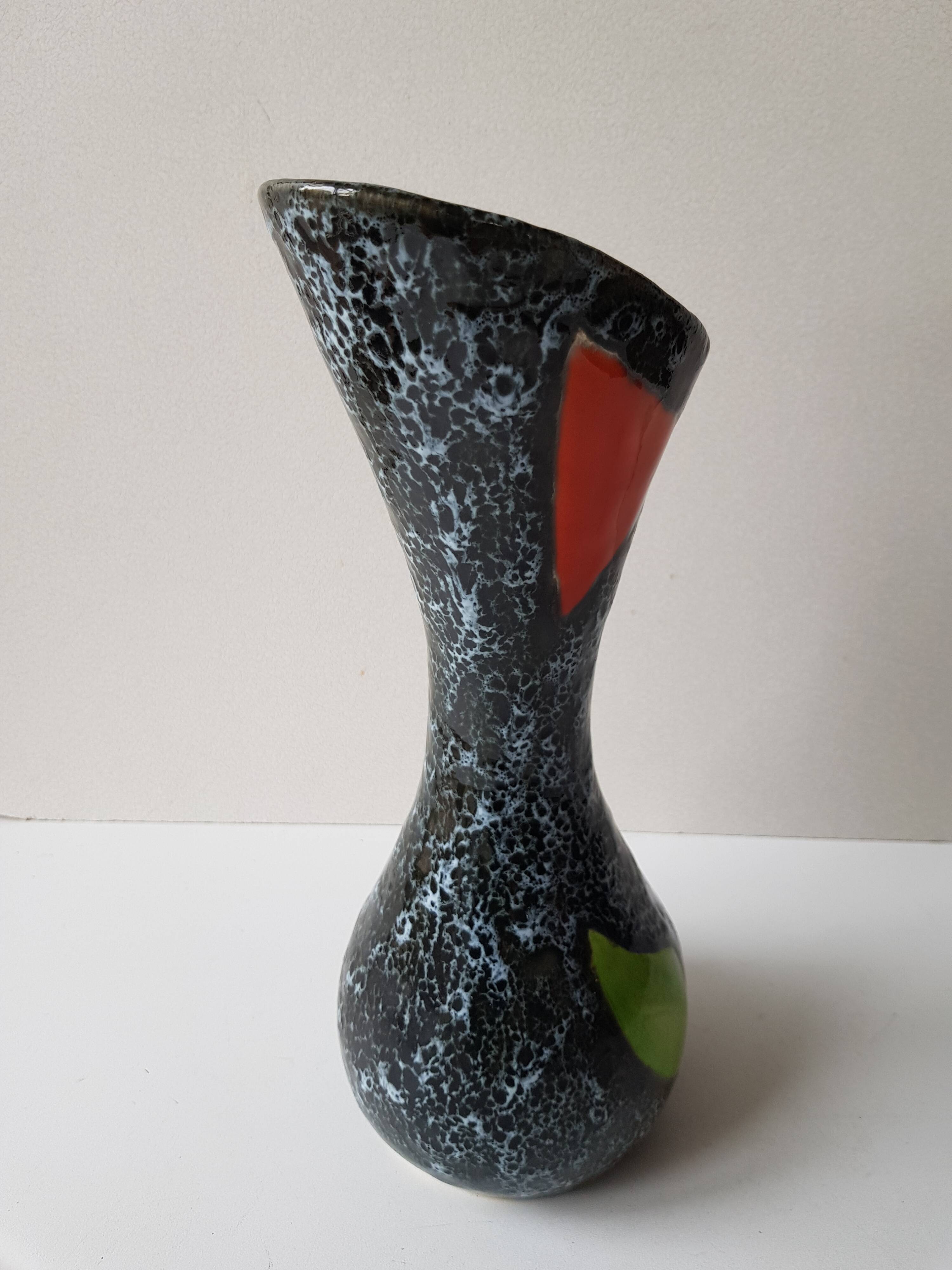 60s designer ceramic vase signed Vallauris Height 28.5cm