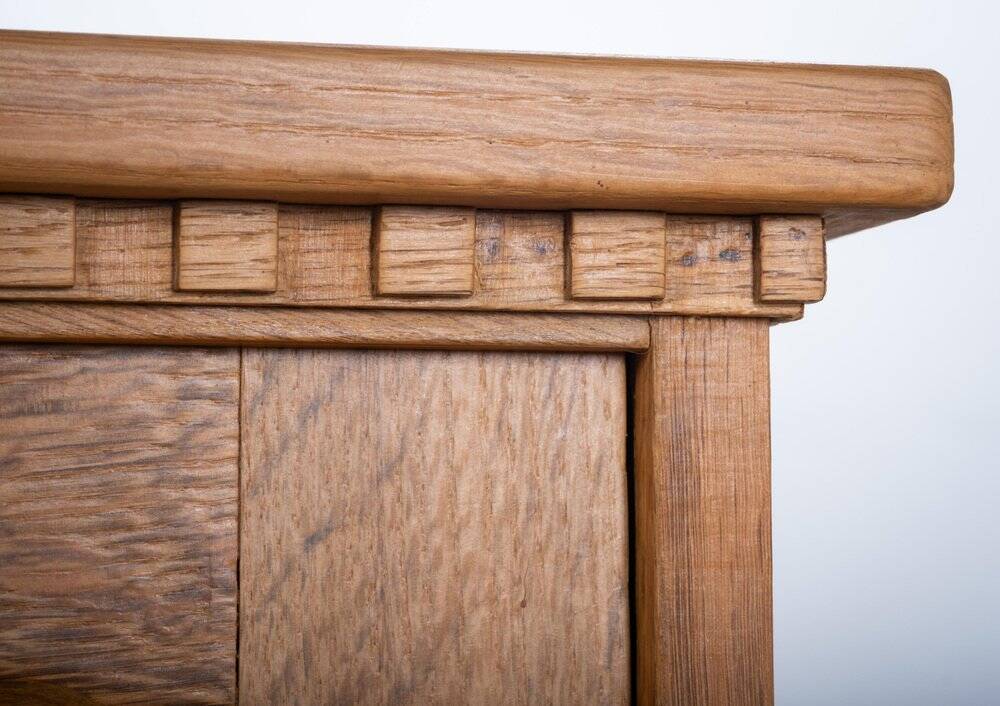 Brutalist Oak Sideboard attributed to Henning Kjærnulf, Denmark, 1960s
