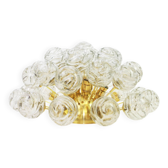 sectacular Sputnik ceiling lights with glass snowballs by Doria, Germany, 1970s.