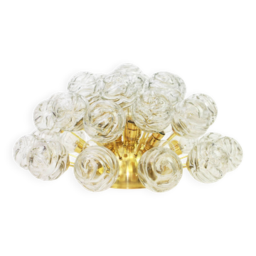 sectacular Sputnik ceiling lights with glass snowballs by Doria, Germany, 1970s.