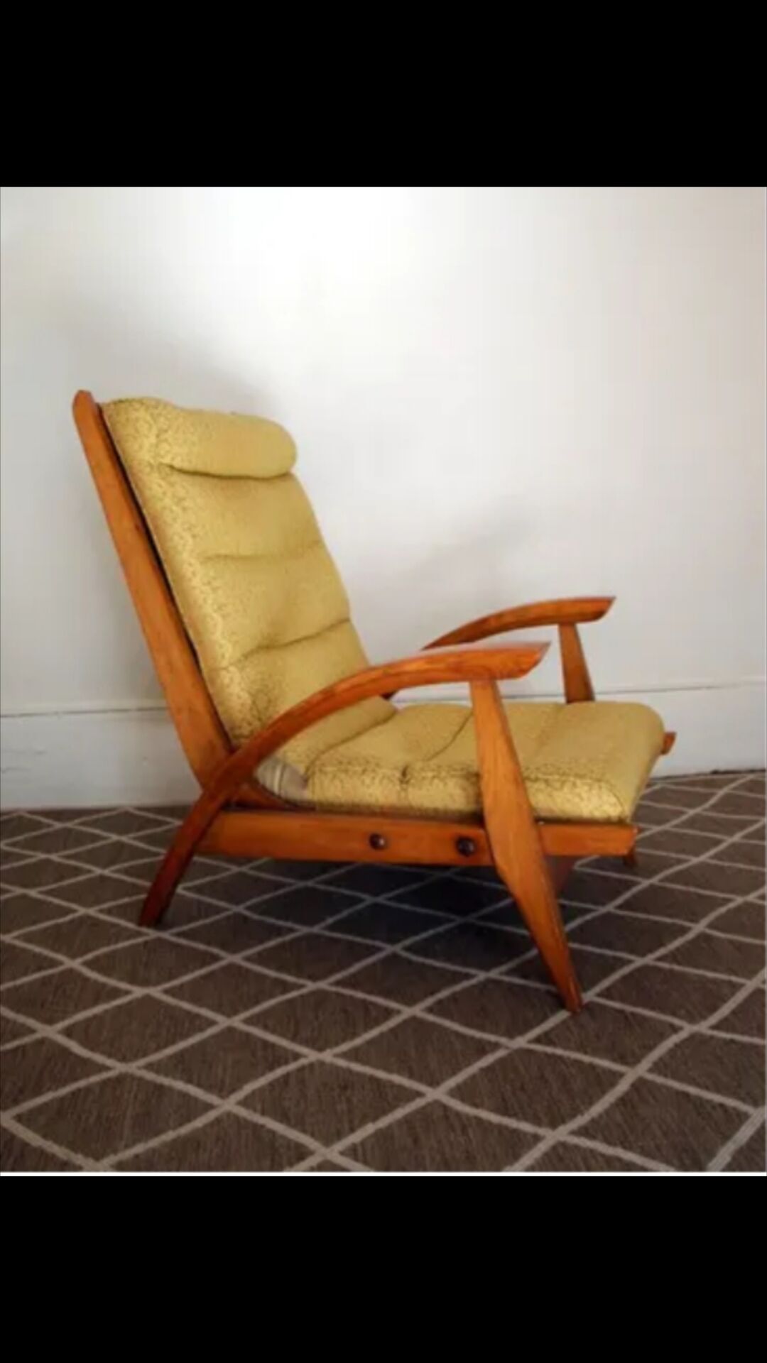 Vintage yellow wood rocking chair