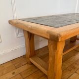 Brutalist wood and ceramic coffee table