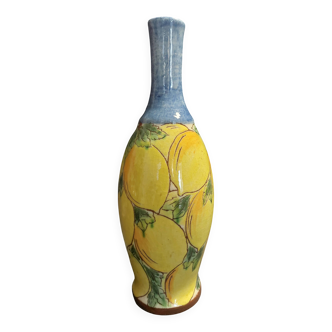 Enamelled terracotta bottle signed Keif German ceramics 20th century