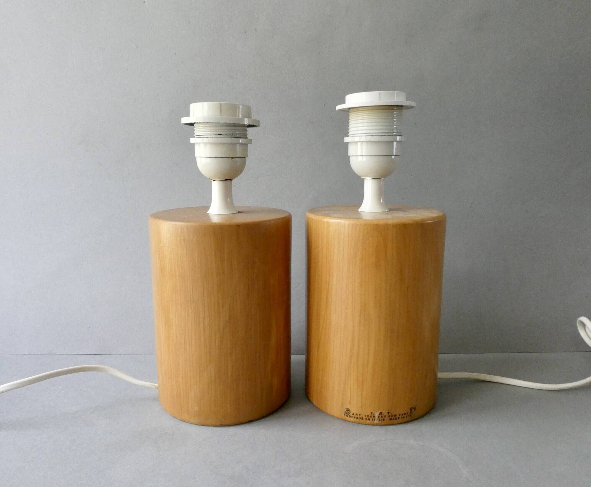 Pair of solid wood lamp bases IMT Italy for Habitat, around 1980.