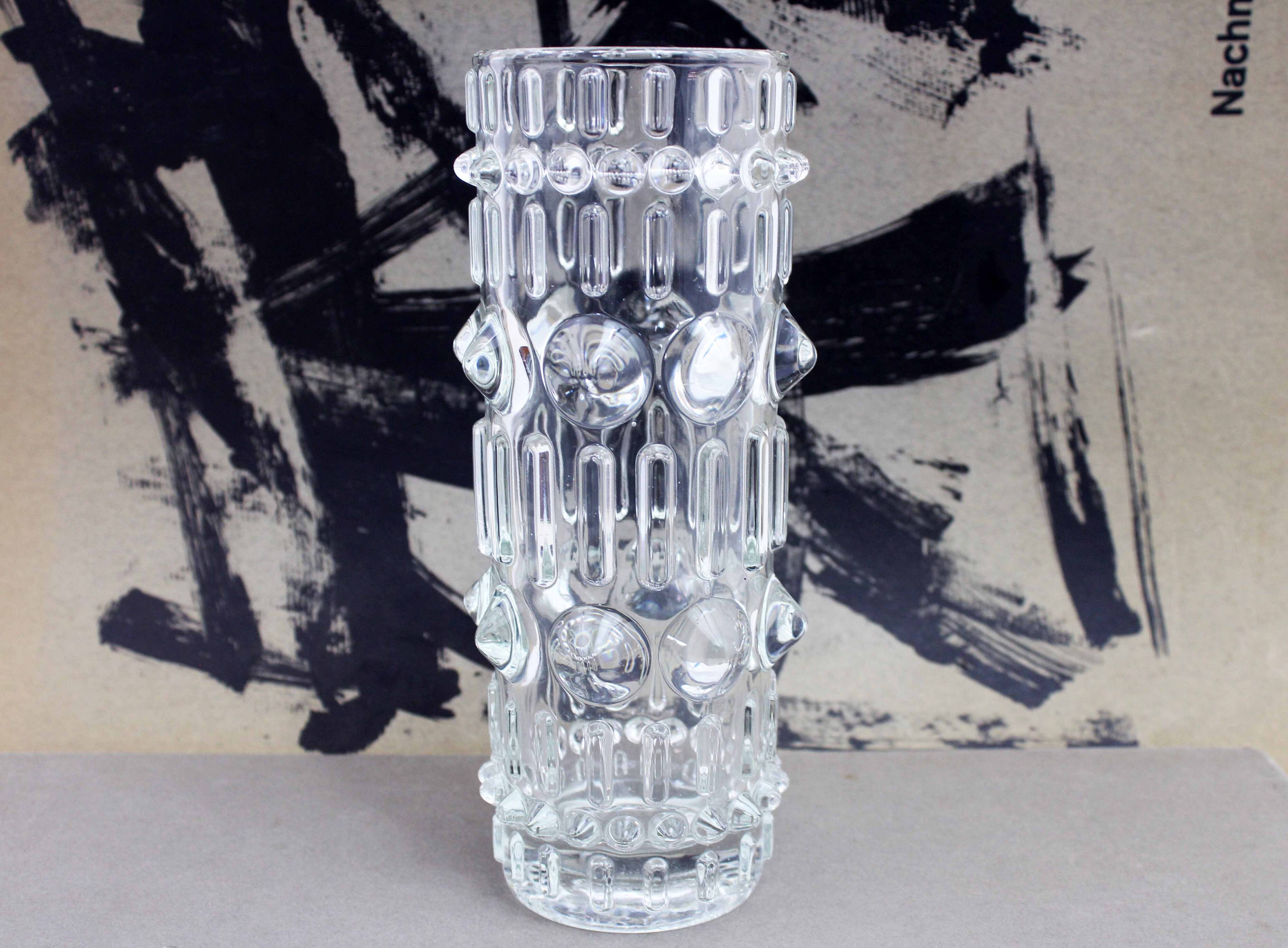 Vintage moulded glass vase Sklo Union 1970