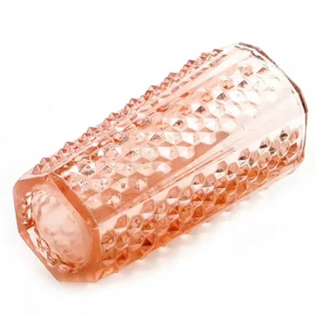 Studs vase, modernism, rose glass, Ząbkowice, Poland, 1970s