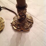 Pair of bronze bedside lamp, 19th