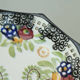 octagonal art deco BOWL footed bowl schramberg majolika 1920s hand-painted decor