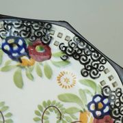 octagonal art deco BOWL footed bowl schramberg majolika 1920s hand-painted decor
