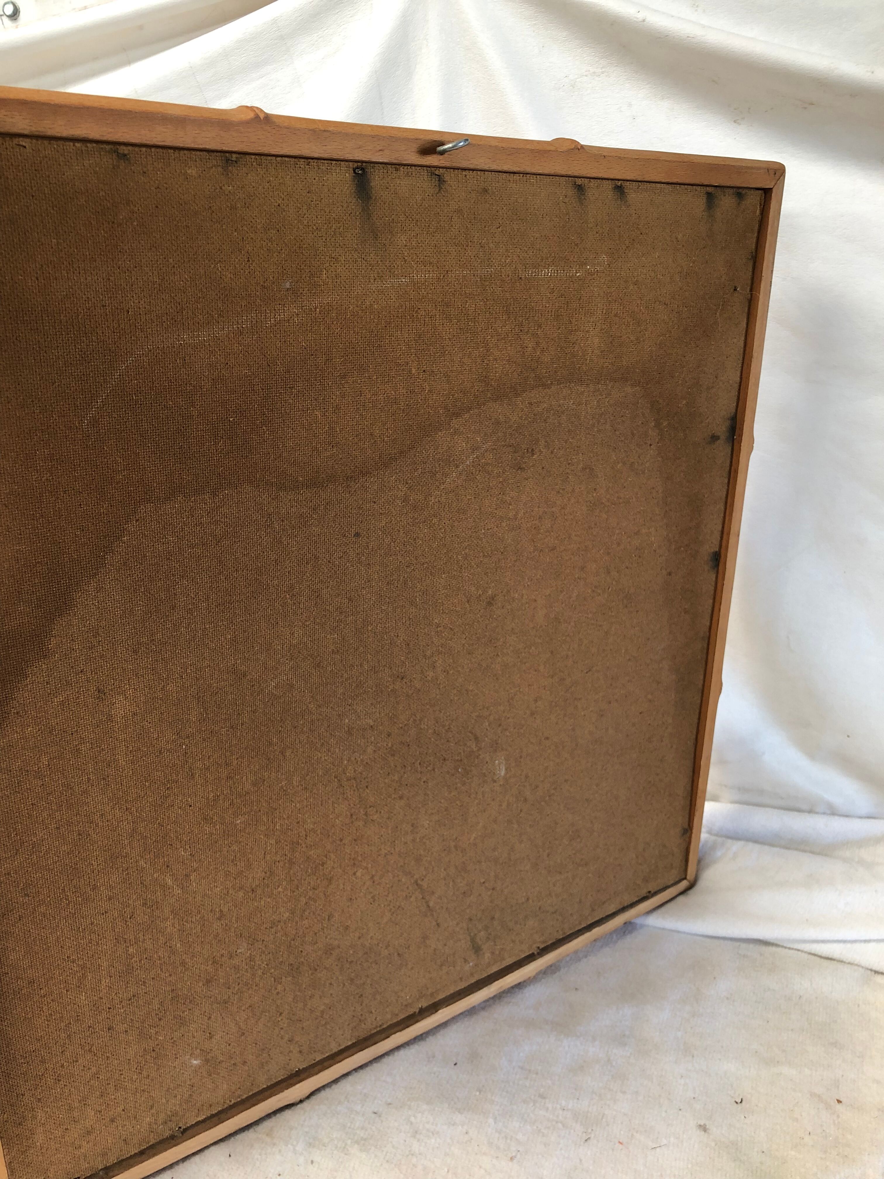 Large vintage rattan mirror 48x48cm