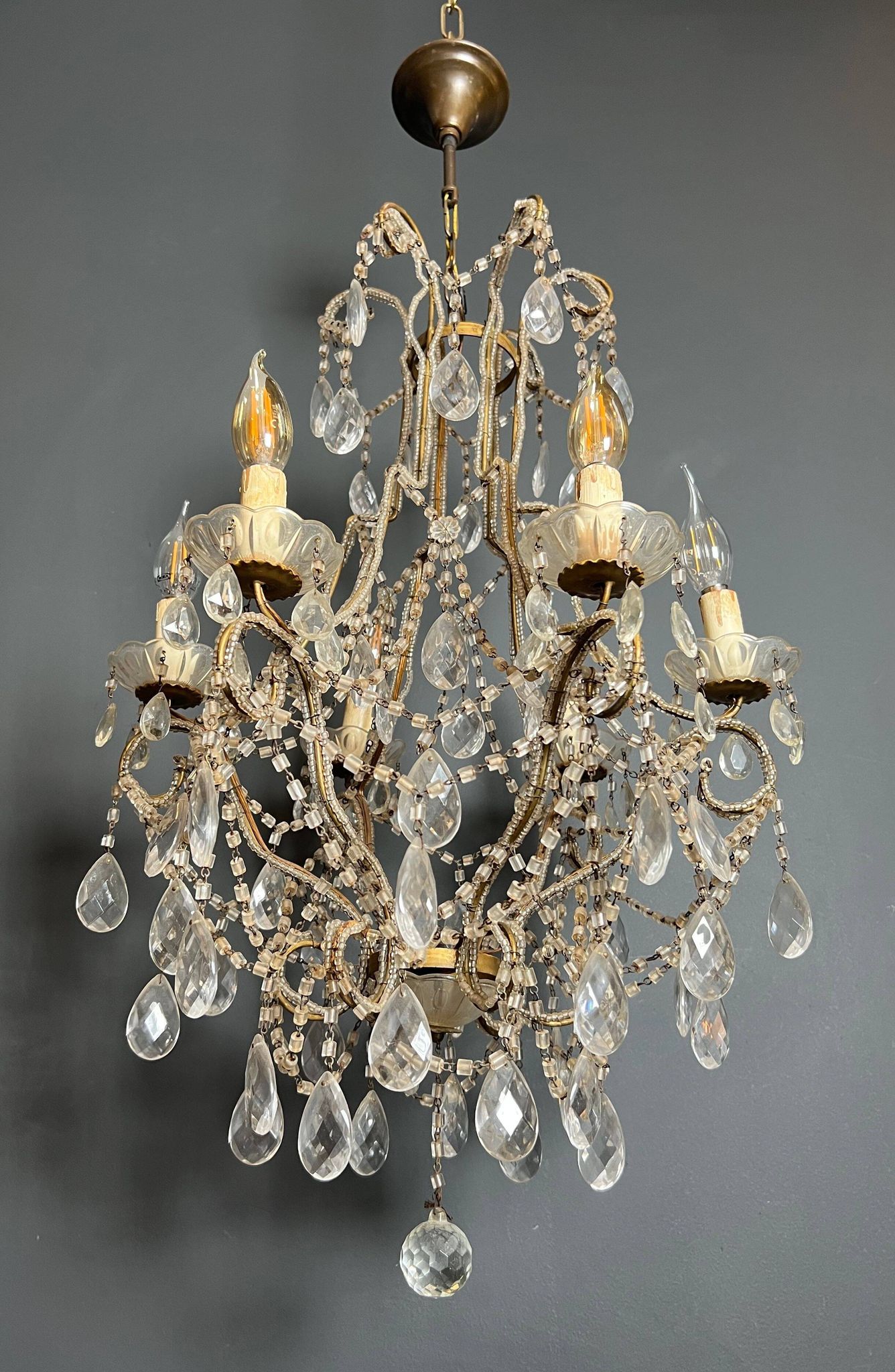 Italian pearl and crystal chandelier