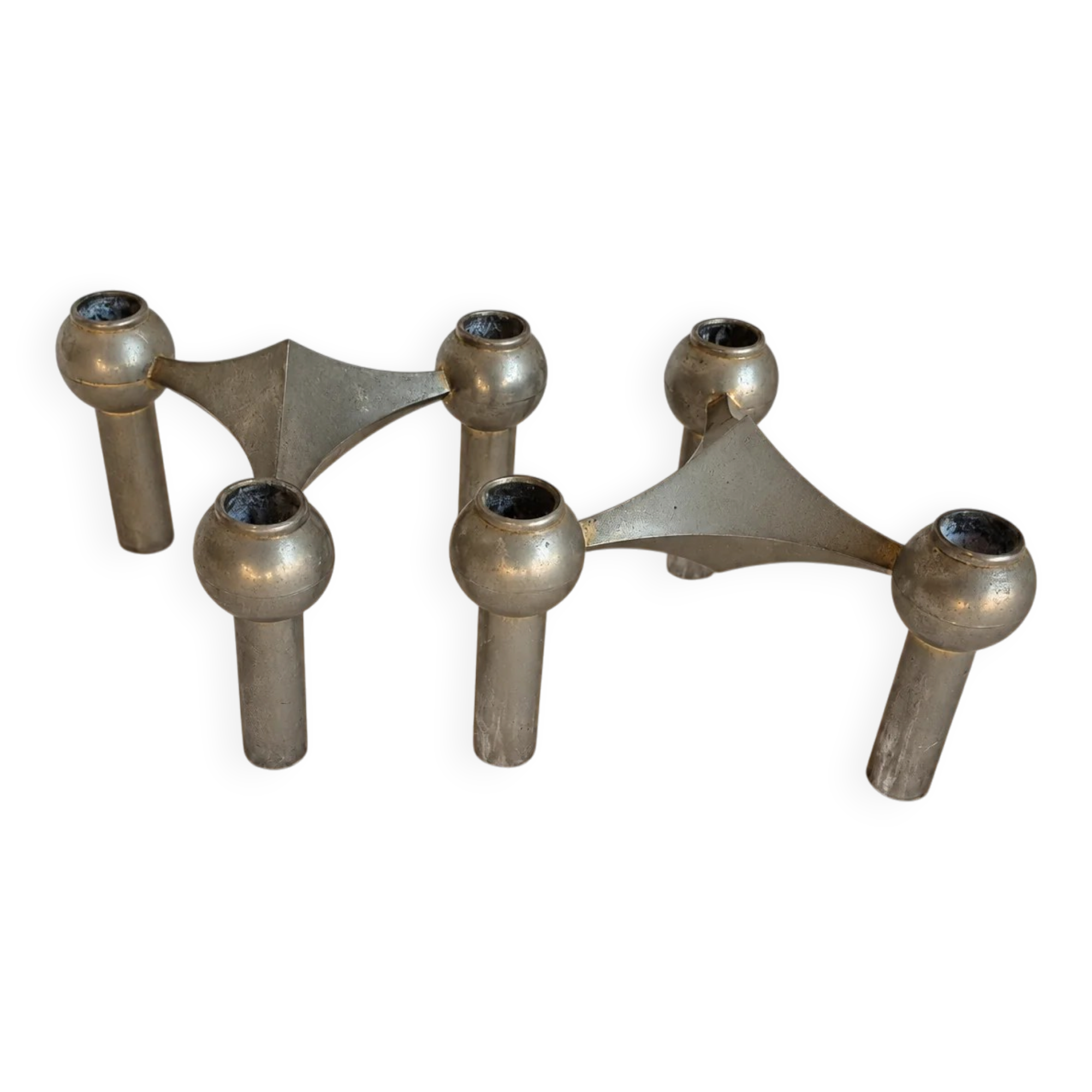 Pair of modular vintage candlesticks – attributed to Nagel S22