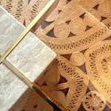 Artedi Italy 1970’s - coffee table brass,glass and travertin