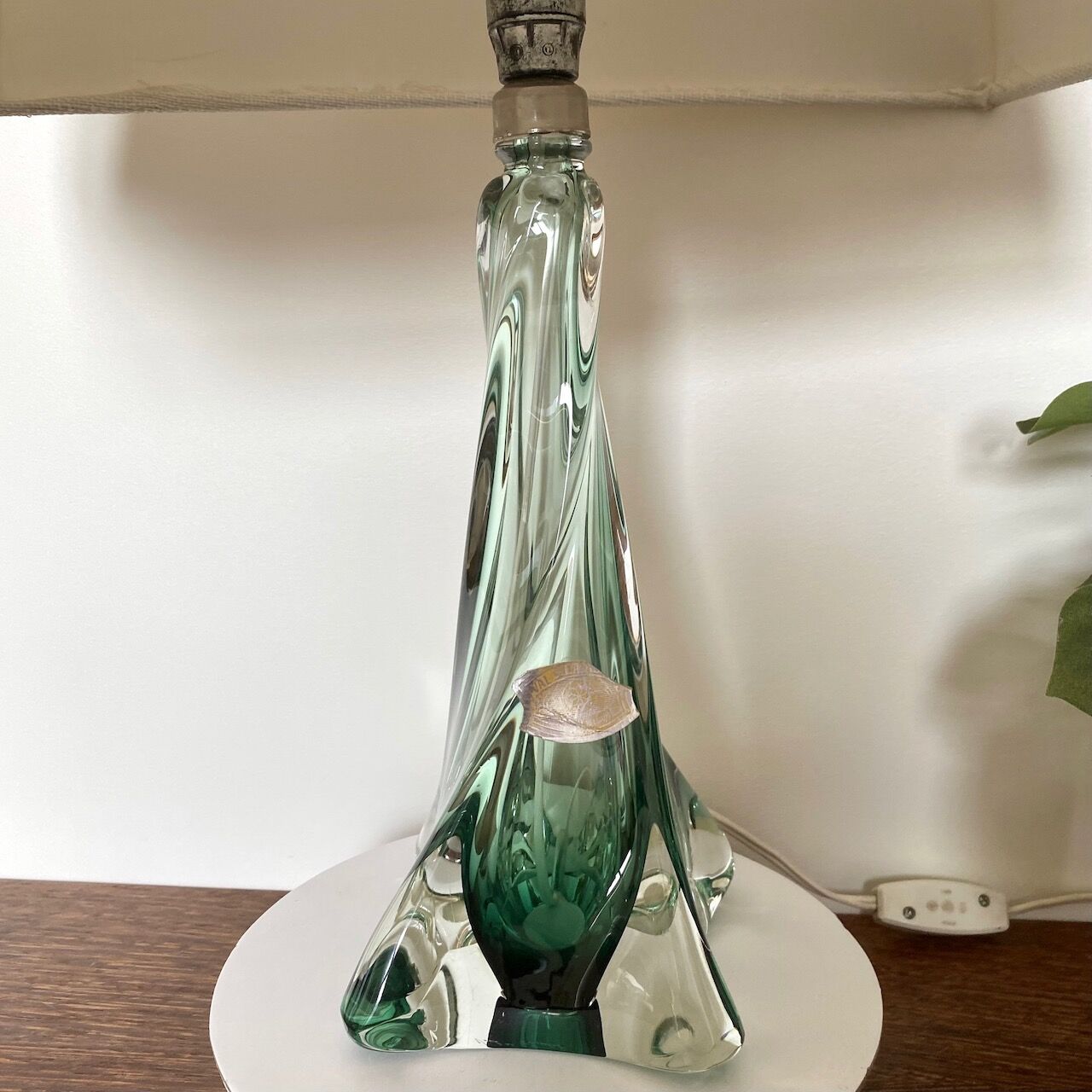 Dark green Val Saint Lambert lamp