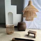 Rattan pendant lamp or light in the shape of an Asian lantern
